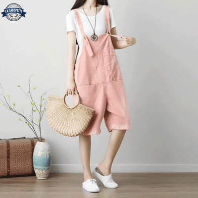 Salopette Coton Short Rose