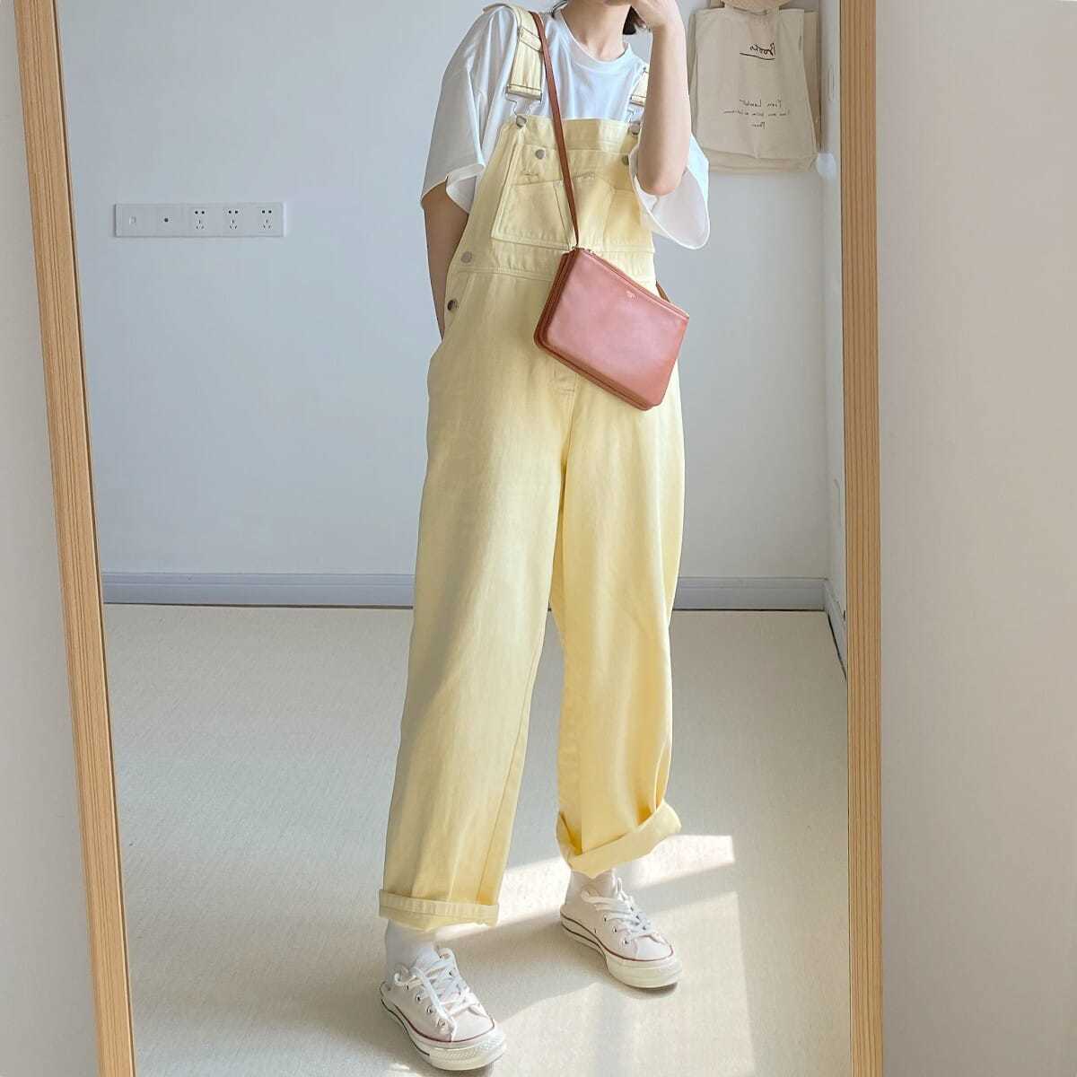 Salopette Jean<br> Jaune Pastel