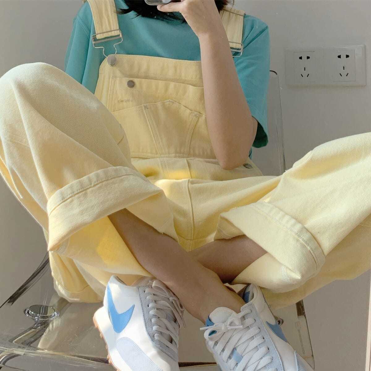Salopette Jean<br> Jaune Pastel