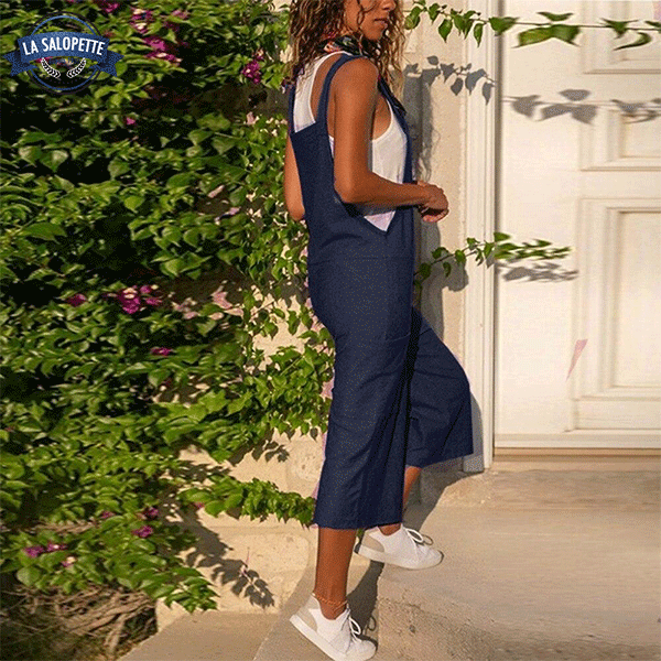 Salopette Lin<br> Bleue Unie