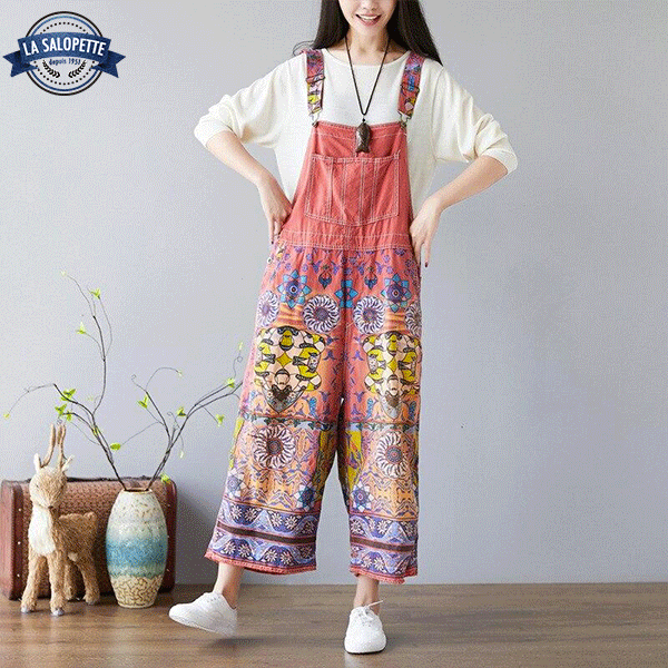 Robe Salopette<br> à Motifs Vintage