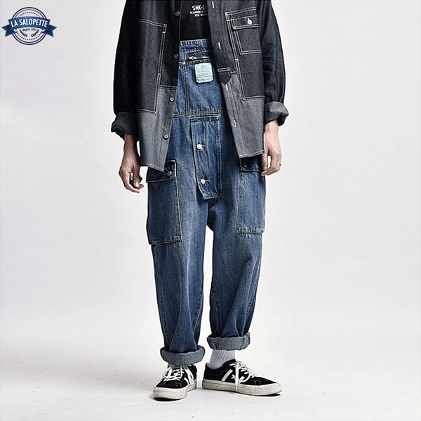 Salopette en Denim Bleu Foncé