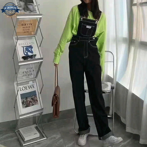 Salopette Pantalon en Jean Noir