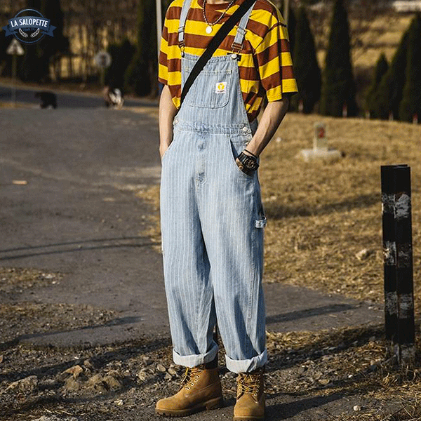 Salopette Vintage à Rayures Masculine